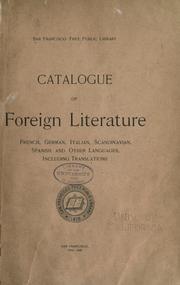 Cover of: ...Catalogue of foreign literature