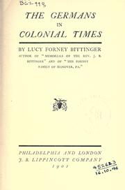 Cover of: The Germans in colonial times.