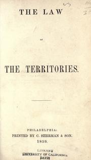 Cover of: The law of the territories by Sidney George Fisher