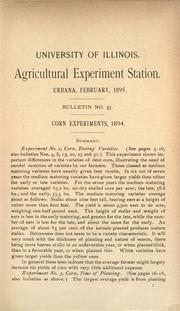 Cover of: Corn experiments, 1894