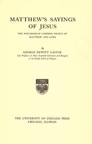 Cover of: Matthew's sayings of Jesus by George Dewitt Castor