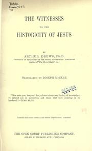 Cover of: The witnesses to the historicity of Jesus by Arthur Drews