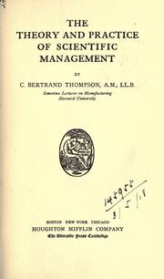 Cover of: The theory and practice of scientific management.