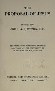 Cover of: The proposal of Jesus by Hutton, John Alexander