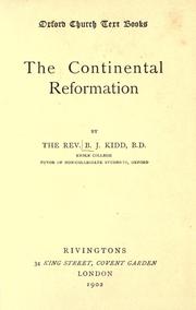 Cover of: The continental reformation