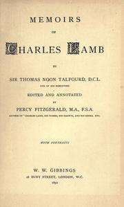 Cover of: Memoirs of Charles Lamb by Thomas Noon Talfourd