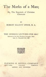 Cover of: The marks of a man by Robert E. Speer