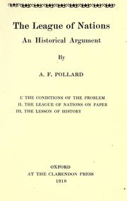 Cover of: League of nations: an historical argument