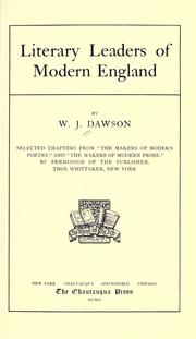 Cover of: Literary leaders of modern England by William James Dawson