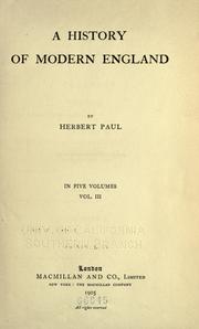 Cover of: A history of modern England by Herbert W. Paul, Herbert W. Paul