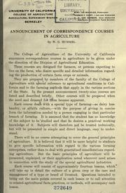 Cover of: Announcement of correspondence courses in agriculture by William Granville Hummel