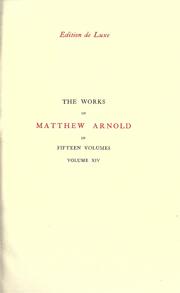 Cover of: The works of Matthew Arnold. by Matthew Arnold