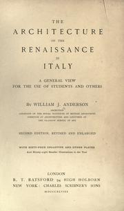 Cover of: The architecture of the renaissance in Italy