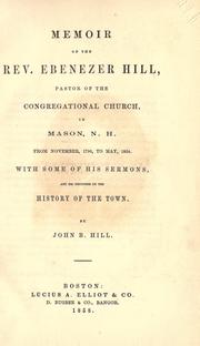 Cover of: Memoir of the Rev. Ebenezer Hill by John Boynton Hill