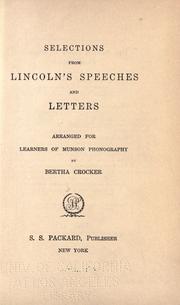 Cover of: Selections from Lincoln's speeches and letters by Abraham Lincoln