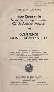 Cover of: Report of the Senate Fact-Finding Committee on Un-American Activities