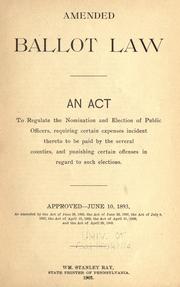 Cover of: Amended ballot law by Pennsylvania.