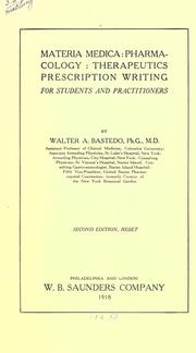 Cover of: Materia medica by Walter Arthur Bastedo, Walter Arthur Bastedo