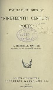 Cover of: Popular studies of nineteenth century poets. by Marshall Mather