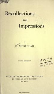 Cover of: Recollections and impressions. by Eleanor Mary (Dennistoun) Sellar