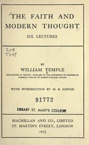 Cover of: The faith and modern thought: six lectures