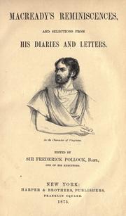 Cover of: Macready's reminiscences and selections from his diaries and letters. by Macready, William Charles