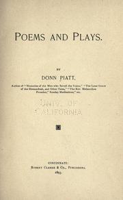 Cover of: Poems and plays. by Piatt, Donn, Piatt, Donn