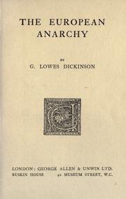 The European anarchy by G. Lowes Dickinson