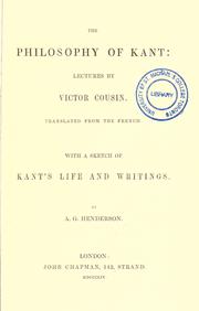 Cover of: The philosophy of Kant