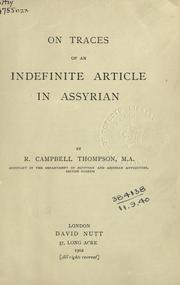 Cover of: On traces of an indefinite article in Assyrian.