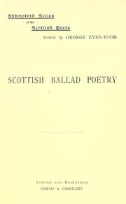 Cover of: Scottish ballad poetry