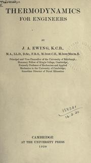 Cover of: Thermodynamics for engineers. by Ewing Sir James Alfred
