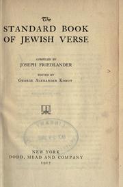 Cover of: The standard book of Jewish verse by Joseph Friedlander