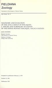 Cover of: Taxonomy and evolution of the Sinica group of macaques by Jack Fooden