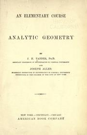 Cover of: An elementary course in analytic geometry