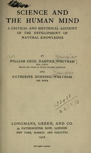 Cover of: Science and the human mind by William Cecil Dampier