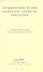 Cover of: Introduction to the scientific study of education