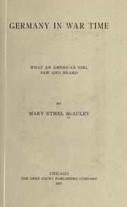 Cover of: Germany in war time by Mary Ethel McAuley