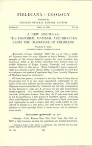 Cover of: A new species of the fossorial mammal Arctoryctes from the Oligocene of Colorado