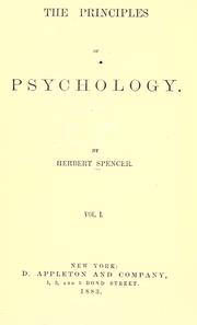 Cover of: The principles of psychology. by Herbert Spencer