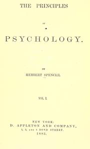 Cover of: The principles of psychology. by Herbert Spencer, Herbert Spencer