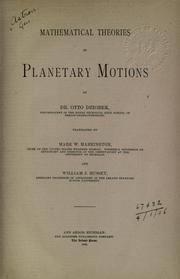 Cover of: Mathematical theories of planetary motions