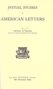 Cover of: Initial studies in American letters. by Henry A. Beers