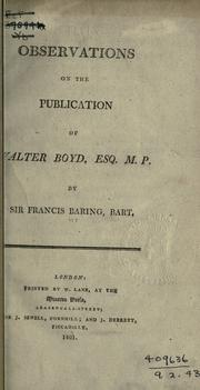 Observations on the publication of Walter Boyd, esq., M.P by Baring, Francis Sir