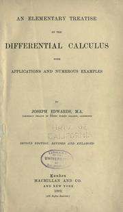 Cover of: An elementary treatise on the differential calculus by Edwards, Joseph