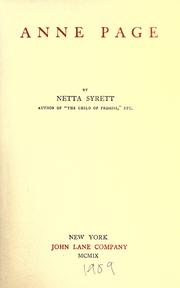 Cover of: Anne Page by Netta Syrett