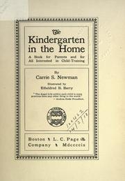 Cover of: The kindergarten in the home: a book for parents and for all interested in child-training