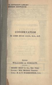 Conservatism by Cecil, Hugh Richard Heathcote Lord