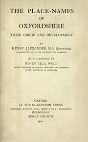 Cover of: The place-names of Oxfordshire: their origin and development
