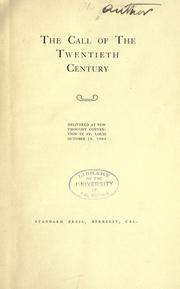 Cover of: The call of the twentieth century...